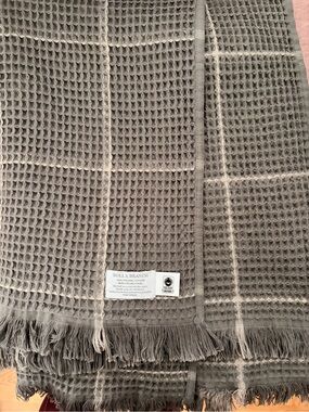 Boll & Branch Gray Waffle Weave Throw Blanket
